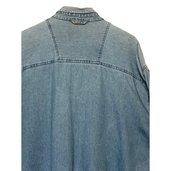 Vintage Men's XXL Denim Shirt Embroidered Star Stripe Design Pockets Y2K Westen - Picture 8 of 16